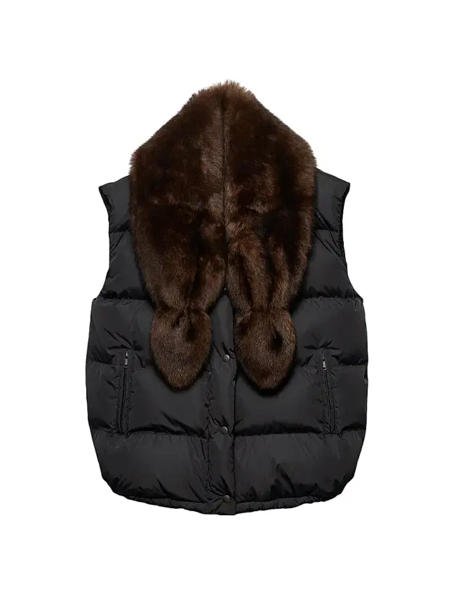 Women's Re-Nylon and Shearling Down Vest - Black