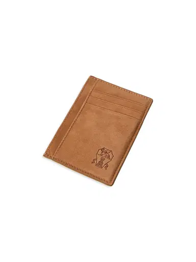 Brunello Cucinelli Men's Nubuck Card Holder - Cognac | Thumbnail 2
