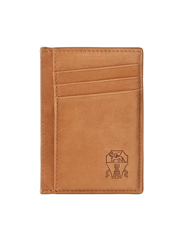 Men's Nubuck Card Holder - Cognac