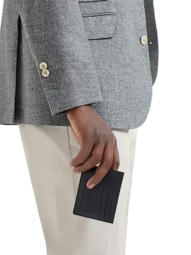 Brunello Cucinelli Men's Grained Leather Card Holder - Black | Thumbnail 2 Brunello Cucinelli Men's Grained Leather Card Holder - Black | Thumbnail 2