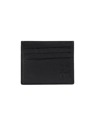 Brunello Cucinelli Men's Grained Leather Card Holder - Black | Thumbnail 1 Brunello Cucinelli Men's Grained Leather Card Holder - Black | Thumbnail 1