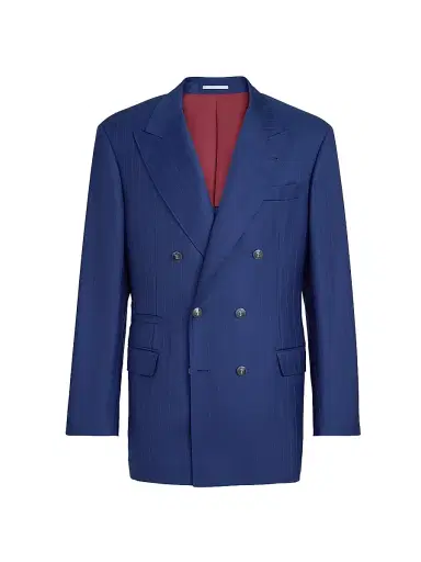 Brunello Cucinelli Men's Virgin Wool Batavia One and a Half Breasted Tailor Blazer with Metal Buttons - Royale Blue - Size 42 | Thumbnail 2
