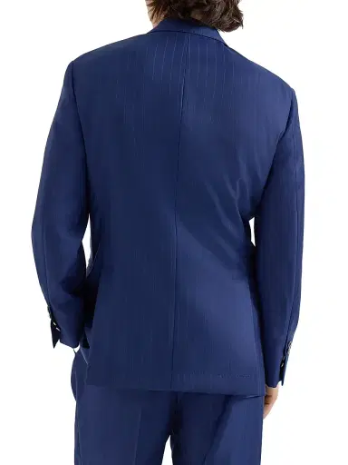 Brunello Cucinelli Men's Virgin Wool Batavia One and a Half Breasted Tailor Blazer with Metal Buttons - Royale Blue - Size 42 | Thumbnail 3