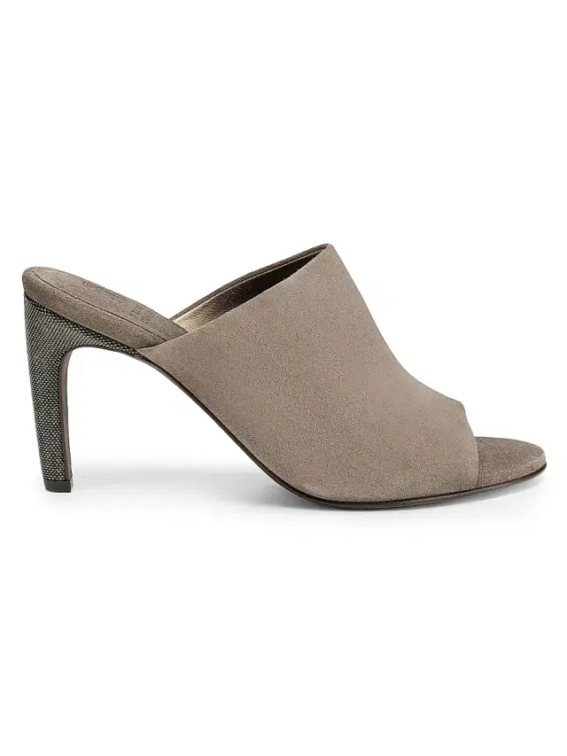 Women's Curved Monili 80MM Suede Mules - Torba