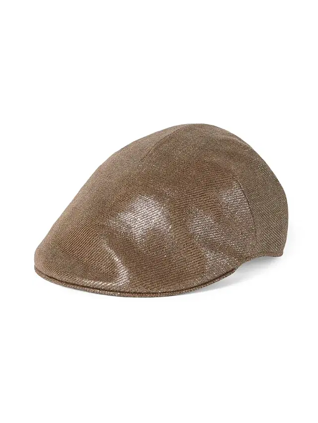 Women's Sparkling Linen Diagonal Flat Hat - Brown