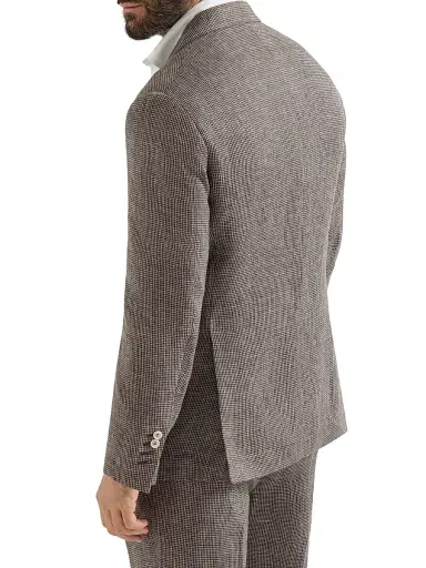 Brunello Cucinelli Men's Linen Houndstooth Deconstructed Cavallo Blazer - Hazelnut - Size 48 | Thumbnail 3 Brunello Cucinelli Men's Linen Houndstooth Deconstructed Cavallo Blazer - Hazelnut - Size 48 | Thumbnail 3