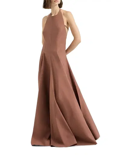 Brunello Cucinelli Women's Techno Cotton Poplin Halterneck Dress - Orange - Size Small | Thumbnail 2 Brunello Cucinelli Women's Techno Cotton Poplin Halterneck Dress - Orange - Size Small | Thumbnail 2