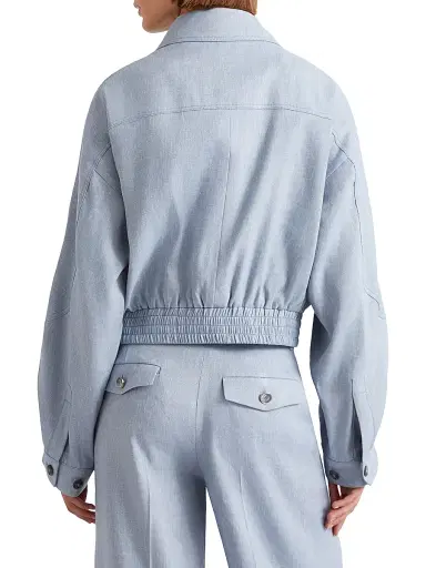 Marella Women's Herringbone Viscose Blend Sporty Jacket - Light Blue - Size 12 | Thumbnail 3