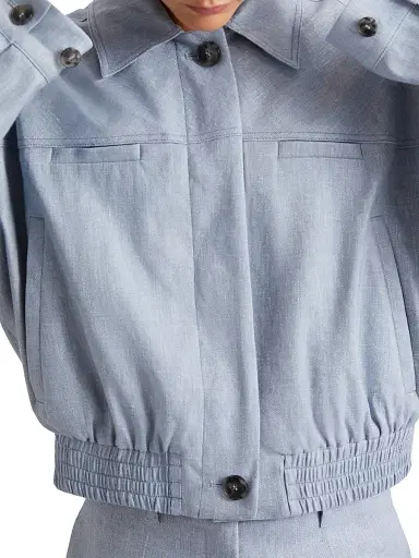 Marella Women's Herringbone Viscose Blend Sporty Jacket - Light Blue - Size 12 | Thumbnail 4