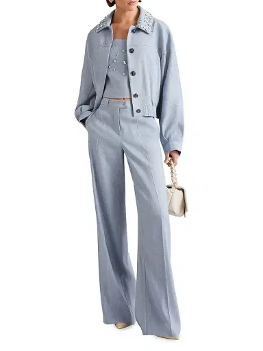 Marella Women's Herringbone Viscose Blend Sporty Jacket - Light Blue - Size 12 | Thumbnail 5