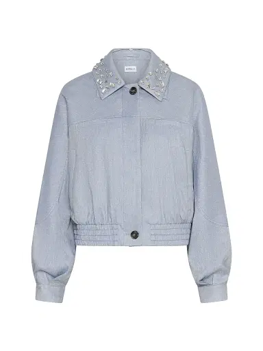 Marella Women's Herringbone Viscose Blend Sporty Jacket - Light Blue - Size 12 | Thumbnail 1