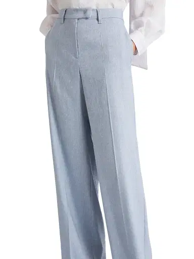 Marella Women's Herringbone Linen and Viscose Palazzo Trousers - Light Blue - Size 10 | Thumbnail 4 Marella Women's Herringbone Linen and Viscose Palazzo Trousers - Light Blue - Size 10 | Thumbnail 4