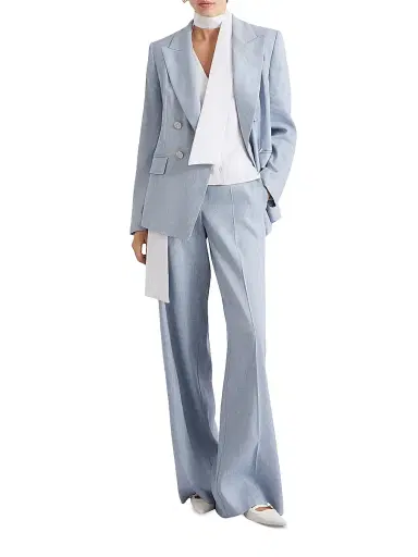 Marella Women's Herringbone Linen and Viscose Palazzo Trousers - Light Blue - Size 10 | Thumbnail 5 Marella Women's Herringbone Linen and Viscose Palazzo Trousers - Light Blue - Size 10 | Thumbnail 5