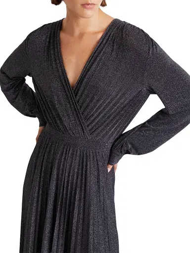 Marella Women's Plissé Pleated Lurex Jersey Dress - Midnight Blue | Thumbnail 5 Marella Women's Plissé Pleated Lurex Jersey Dress - Midnight Blue | Thumbnail 5