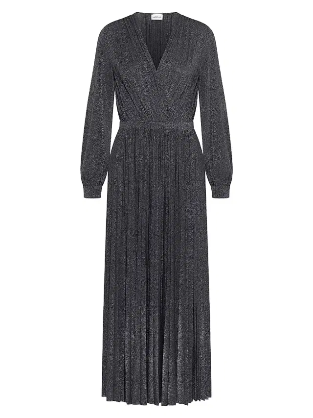 Marella Women's Plissé Pleated Lurex Jersey Dress - Midnight Blue
