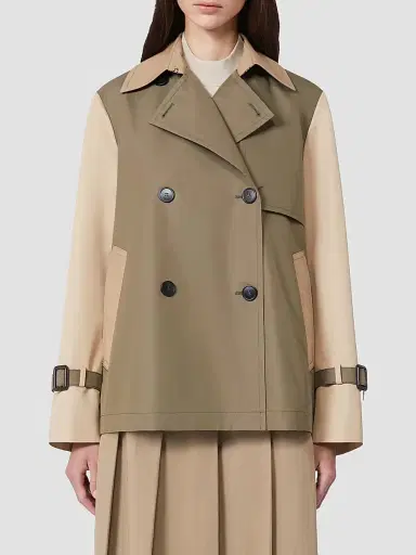 Weekend Max Mara Women's Cropped, Water Repellent Gabardine Trench Coat - Mud - Size 12 | Thumbnail 2 Weekend Max Mara Women's Cropped, Water Repellent Gabardine Trench Coat - Mud - Size 12 | Thumbnail 2