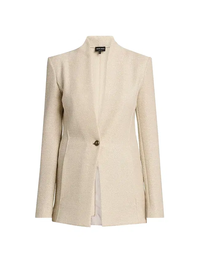 Women's Birdseye Cotton-Blend Blazer - Beige