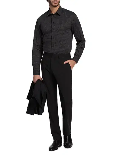 Emporio Armani Men's Micro-Dash Stretch-Cotton Jersey Shirt - Black - Size Small | Thumbnail 2 Emporio Armani Men's Micro-Dash Stretch-Cotton Jersey Shirt - Black - Size Small | Thumbnail 2