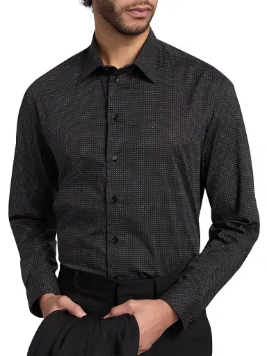 Emporio Armani Men's Micro-Dash Stretch-Cotton Jersey Shirt - Black - Size Small | Thumbnail 6 Emporio Armani Men's Micro-Dash Stretch-Cotton Jersey Shirt - Black - Size Small | Thumbnail 6