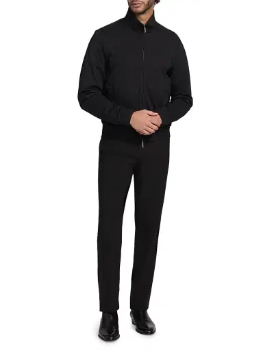 Emporio Armani Men's Seersucker Bomber Jacket - Black - Size 46 | Thumbnail 2