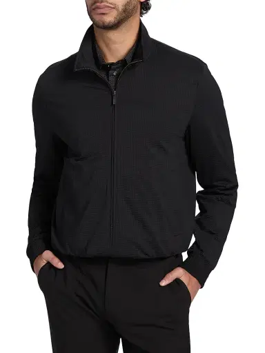 Emporio Armani Men's Seersucker Bomber Jacket - Black - Size 46 | Thumbnail 3