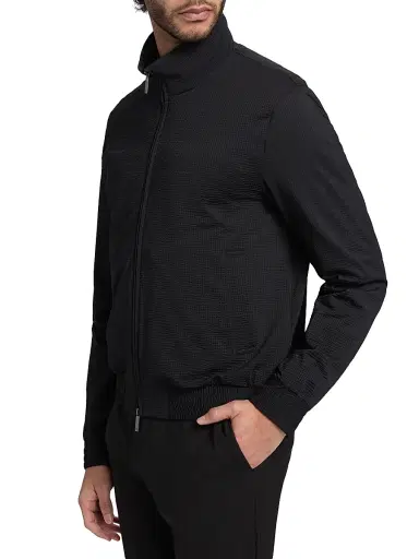 Emporio Armani Men's Seersucker Bomber Jacket - Black - Size 46 | Thumbnail 4