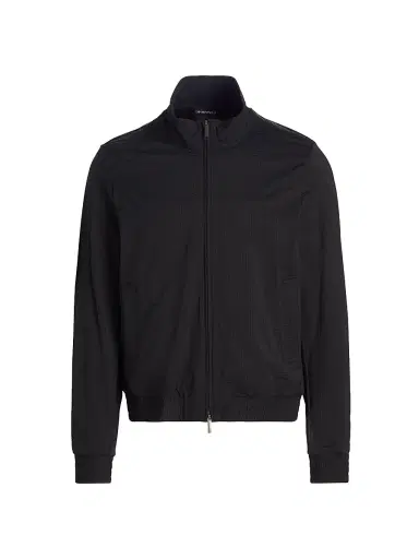 Emporio Armani Men's Seersucker Bomber Jacket - Black - Size 46 | Thumbnail 1