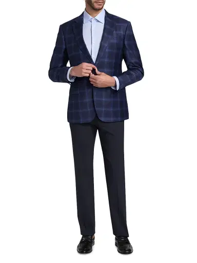 Emporio Armani Men's Twilight Plaid Virgin Wool Sport Coat - Twilight | Thumbnail 2 Emporio Armani Men's Twilight Plaid Virgin Wool Sport Coat - Twilight | Thumbnail 2