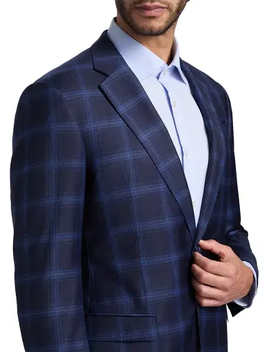 Emporio Armani Men's Twilight Plaid Virgin Wool Sport Coat - Twilight | Thumbnail 6 Emporio Armani Men's Twilight Plaid Virgin Wool Sport Coat - Twilight | Thumbnail 6