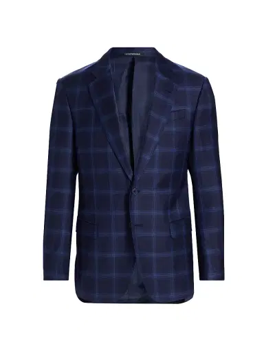 Emporio Armani Men's Twilight Plaid Virgin Wool Sport Coat - Twilight | Thumbnail 1 Emporio Armani Men's Twilight Plaid Virgin Wool Sport Coat - Twilight | Thumbnail 1