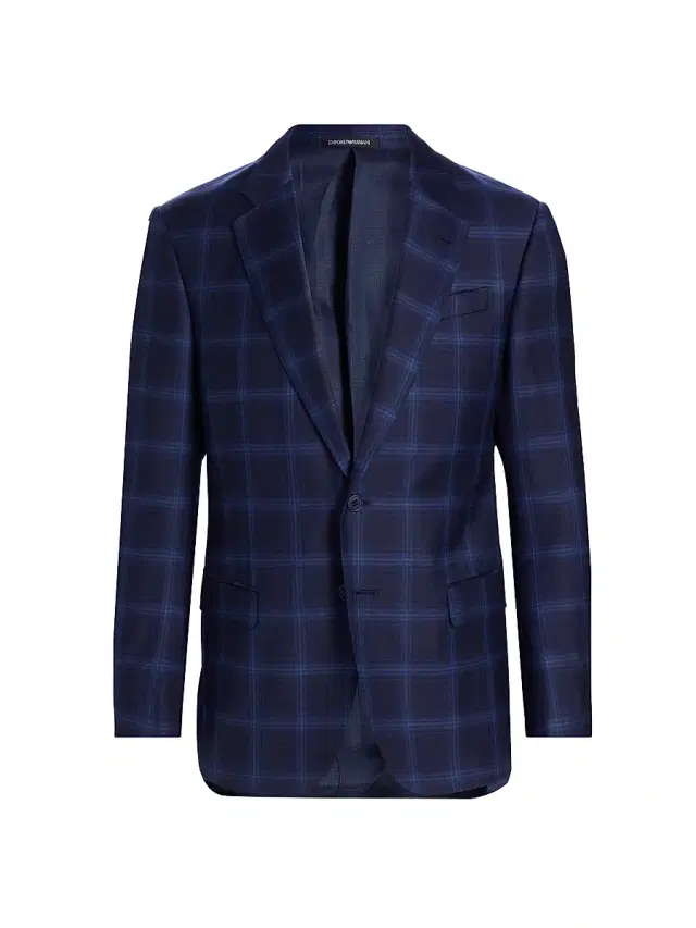 Emporio Armani Men's Twilight Plaid Virgin Wool Sport Coat - Twilight