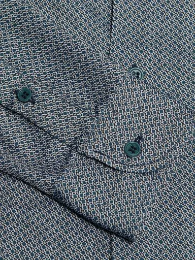 Emporio Armani Men's Micro-Diamond Print Sport Shirt - Teal | Thumbnail 7 Emporio Armani Men's Micro-Diamond Print Sport Shirt - Teal | Thumbnail 7