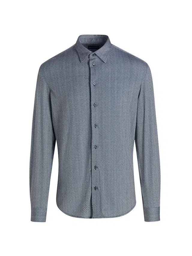 Emporio Armani Men's Micro-Diamond Print Sport Shirt - Teal