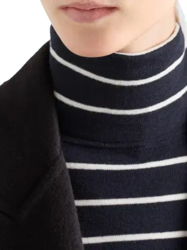Prada Women's Striped Wool Turtleneck Sweater - Blue - Size 12 | Thumbnail 4