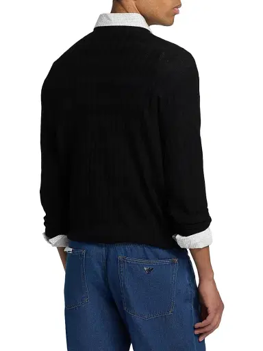 Emporio Armani Men's Diamond Virgin Wool Sweater - Black - Size XXL | Thumbnail 5 Emporio Armani Men's Diamond Virgin Wool Sweater - Black - Size XXL | Thumbnail 5
