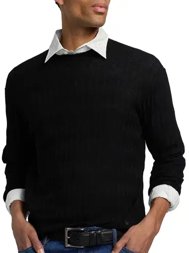 Emporio Armani Men's Diamond Virgin Wool Sweater - Black - Size XXL | Thumbnail 6 Emporio Armani Men's Diamond Virgin Wool Sweater - Black - Size XXL | Thumbnail 6