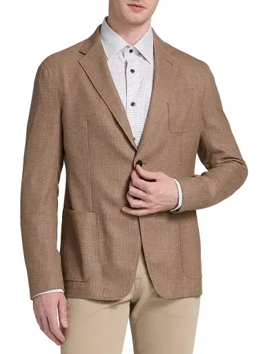 Emporio Armani Men's Textured Wool Jacket - Brown - Size 46 | Thumbnail 3 Emporio Armani Men's Textured Wool Jacket - Brown - Size 46 | Thumbnail 3