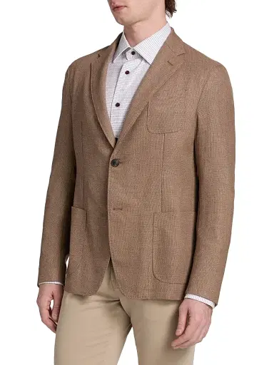 Emporio Armani Men's Textured Wool Jacket - Brown - Size 46 | Thumbnail 4 Emporio Armani Men's Textured Wool Jacket - Brown - Size 46 | Thumbnail 4