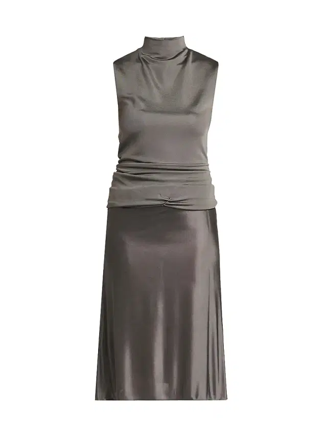 Giorgio Armani Women's Ruched Mock Turtleneck Midi-Dress - Lava Smoke