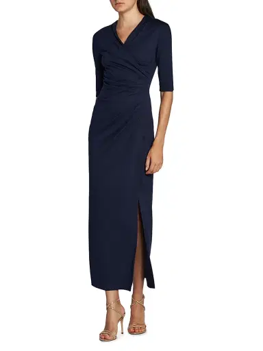Giorgio Armani Women's Ruched Midi-Dress - Blue - Size 4 | Thumbnail 2 Giorgio Armani Women's Ruched Midi-Dress - Blue - Size 4 | Thumbnail 2