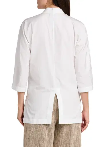 Giorgio Armani Women's Longline Cotton Poplin Button-Front Blouse | Thumbnail 5 Giorgio Armani Women's Longline Cotton Poplin Button-Front Blouse | Thumbnail 5