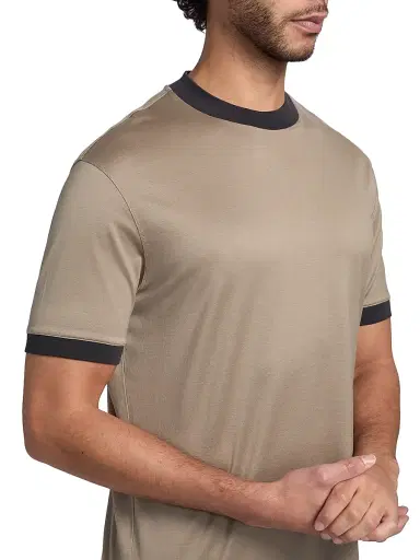 Emporio Armani Men's Contrast-Trim Jersey T-Shirt - Tan Navy | Thumbnail 6