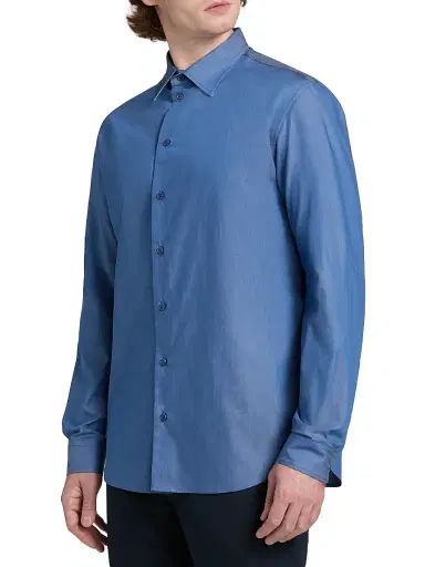 Emporio Armani Men's Contrast Collar & Cuff Cotton Sport Shirt - Blue - Size XXL | Thumbnail 4 Emporio Armani Men's Contrast Collar & Cuff Cotton Sport Shirt - Blue - Size XXL | Thumbnail 4