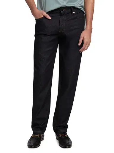 Emporio Armani Men's Tapered Straight-Leg Jeans - Dark Blue - Size 36 | Thumbnail 3
