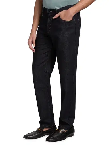 Emporio Armani Men's Tapered Straight-Leg Jeans - Dark Blue - Size 36 | Thumbnail 4