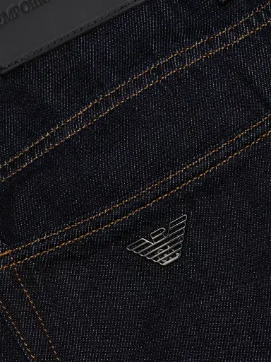 Emporio Armani Men's Tapered Straight-Leg Jeans - Dark Blue - Size 36 | Thumbnail 7