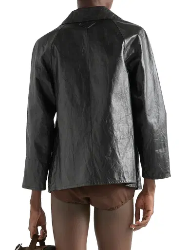 Prada Men's Vintage-Look Leather Blouson Jacket - Black | Thumbnail 3 Prada Men's Vintage-Look Leather Blouson Jacket - Black | Thumbnail 3