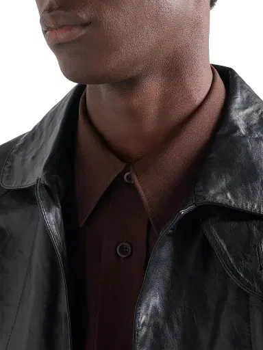 Prada Men's Vintage-Look Leather Blouson Jacket - Black | Thumbnail 4 Prada Men's Vintage-Look Leather Blouson Jacket - Black | Thumbnail 4