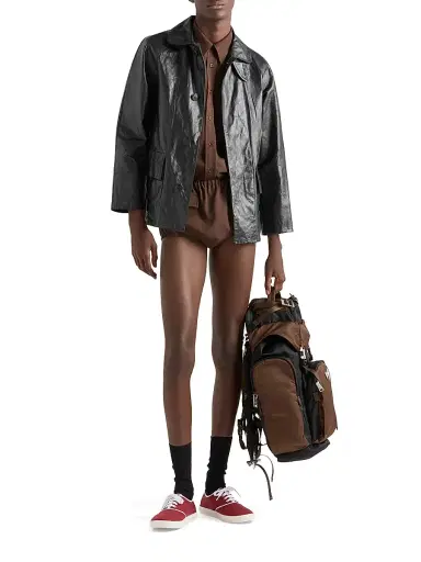 Prada Men's Vintage-Look Leather Blouson Jacket - Black | Thumbnail 6 Prada Men's Vintage-Look Leather Blouson Jacket - Black | Thumbnail 6