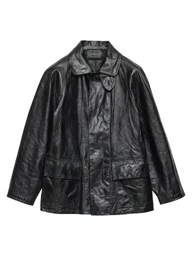 Prada Men's Vintage-Look Leather Blouson Jacket - Black | Thumbnail 1 Prada Men's Vintage-Look Leather Blouson Jacket - Black | Thumbnail 1
